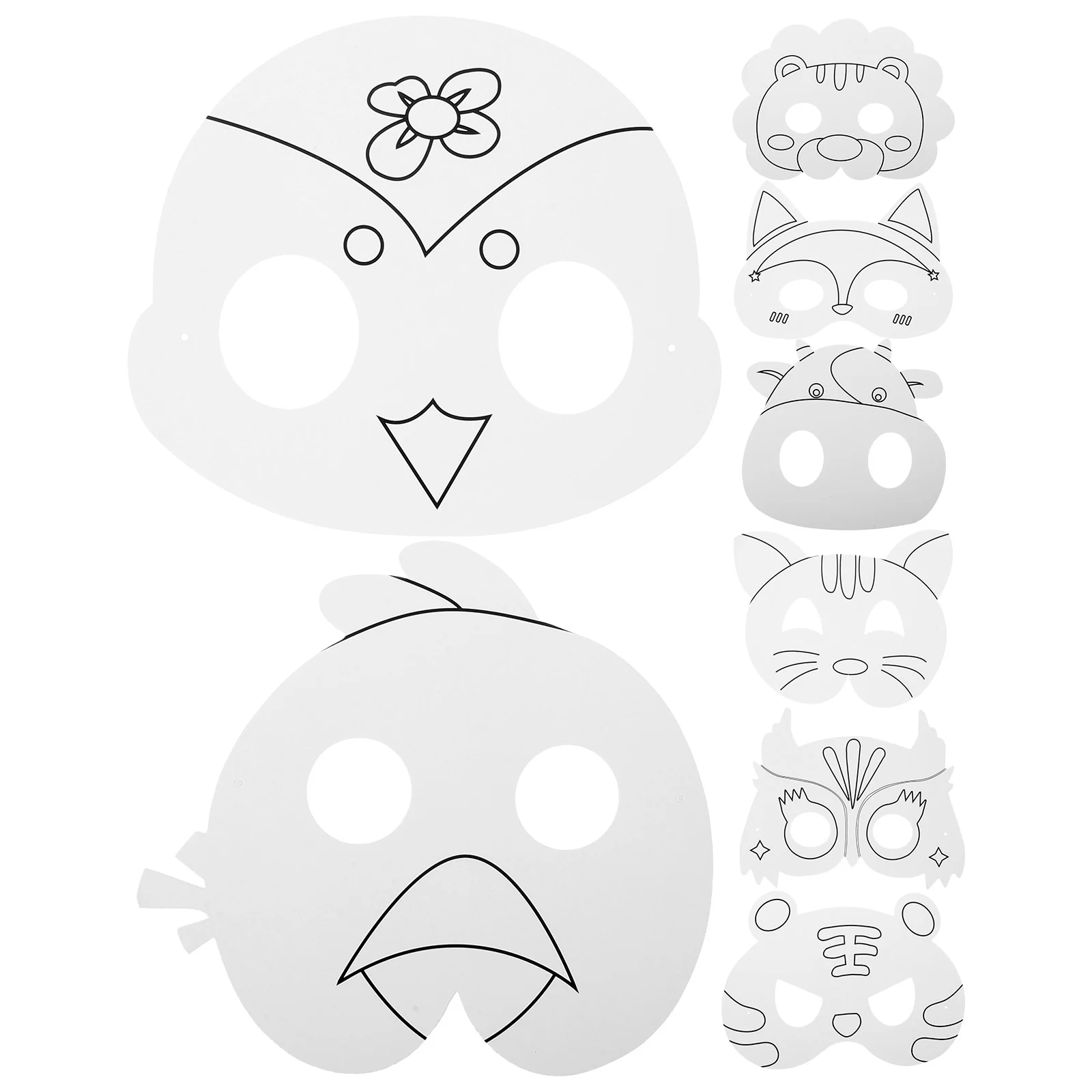 

1 Set of DIY Halloween Blank Masks Hand Painted Masks Halloween Decorative Paper Masks with Pens