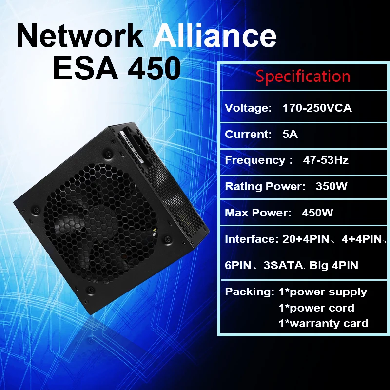 

Блок питания для ПК, 500 Вт, 12 В, 350 Вт, макс. 450 Вт