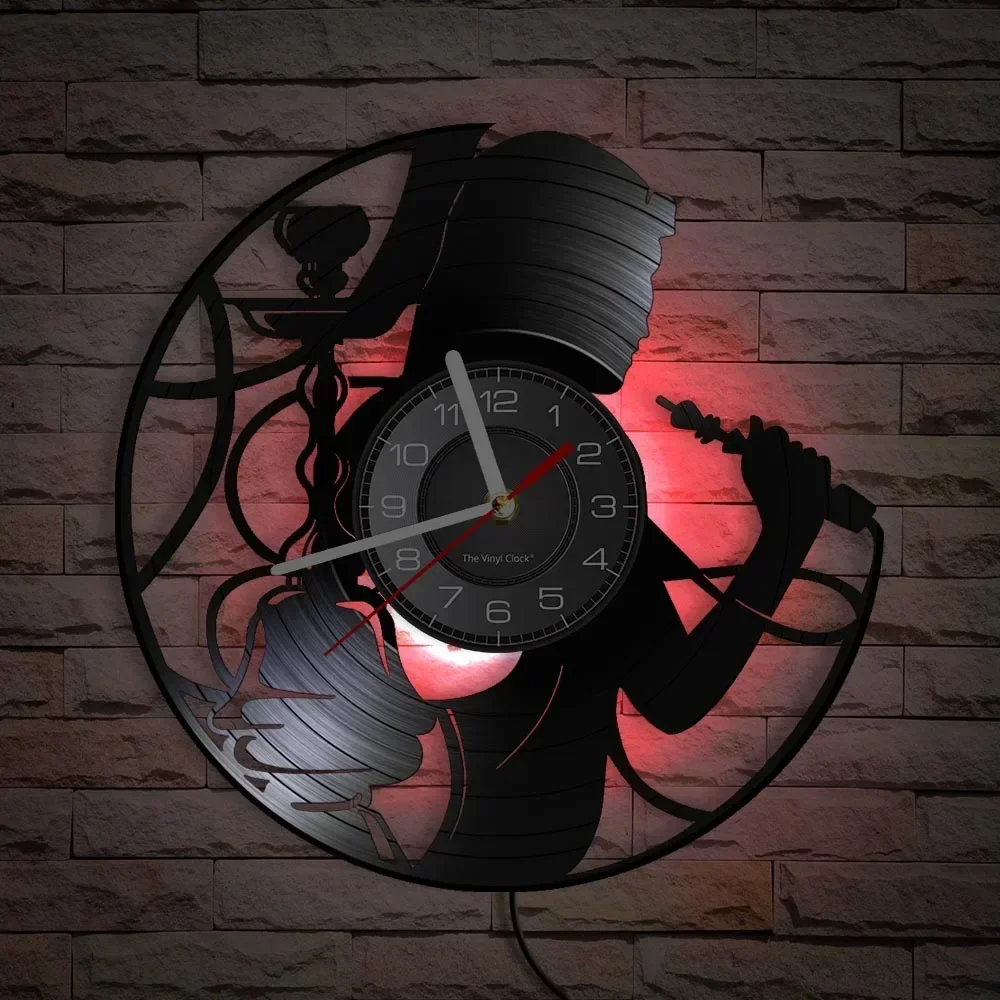 Настенные часы с виниловой пластиной для кальяна художественное искусство на