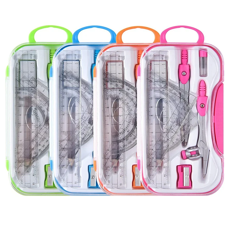 

4 Set Math Geometry Kit Sets 10 Piece Drawing Tool Set Student Supplies With For Drafting And Drawings
