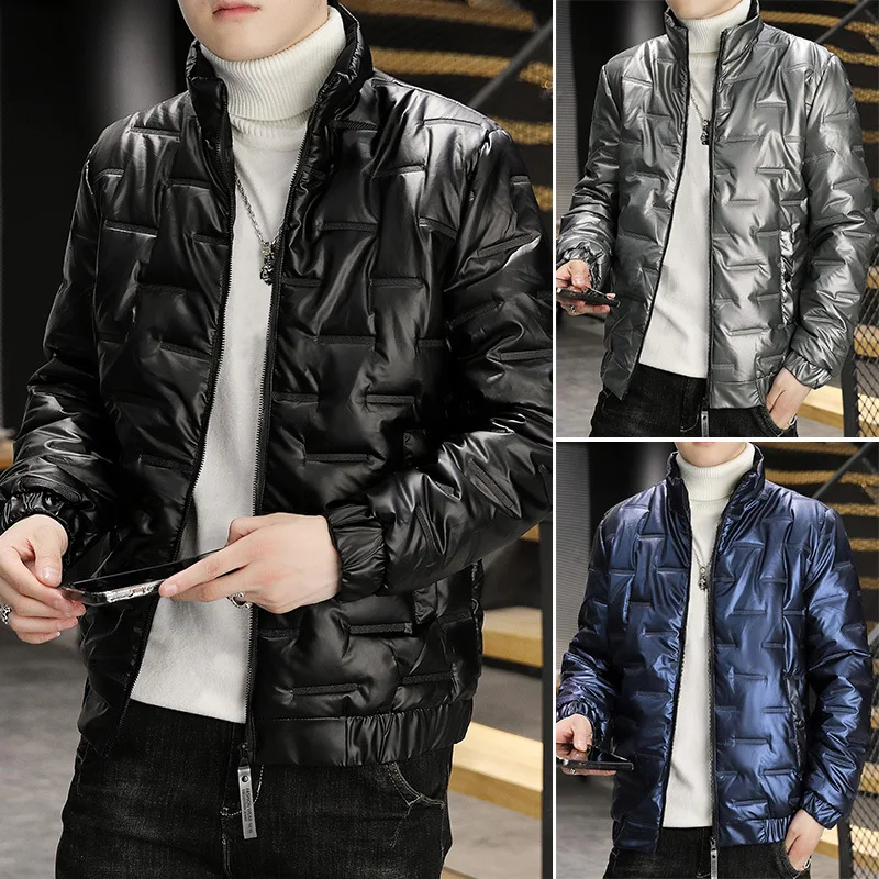 Cotton coat Autumn and winter Men's coat Fashion casual stand collar cotton coat Thickened warm cotton jacket trend