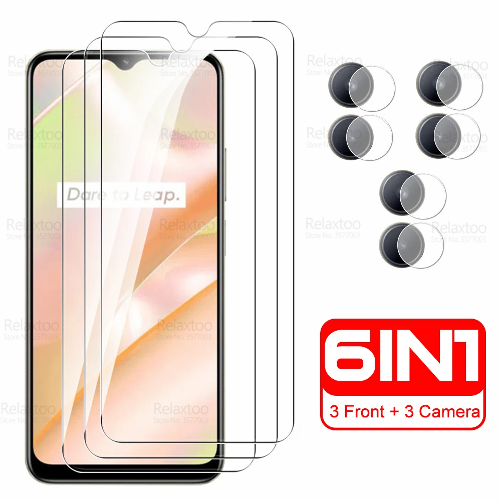 

For Realme C33 Glass 6in1 Camera Tempered Glass RealmeC33 4G RMX3624 Relme Ralme C 33 33C Screen Protector Armor Protective Film