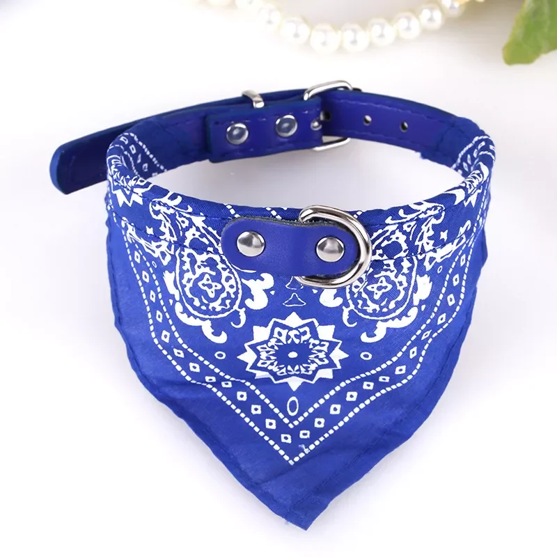 

2023NEW Adjustable Small Dog Collars Puppy Pet Slobber Towel Outdoor Cat Collar Print Scarf Design Dog Collar Neckerchief 4 Size