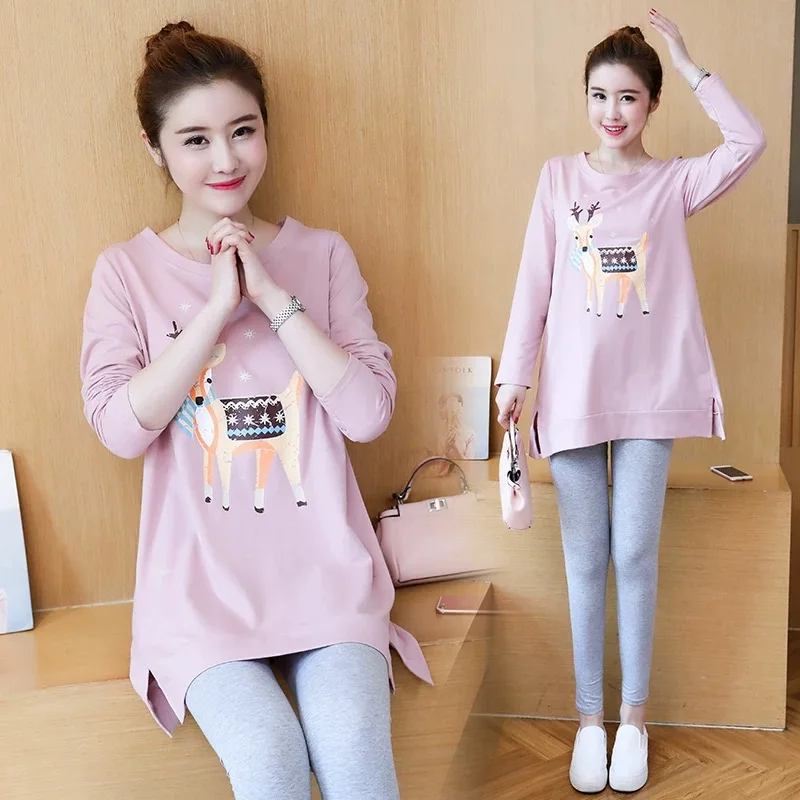 

Spring 2022 latest maternity top solid color maternity wear
