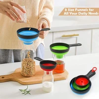 3pcsset home living wide mouth oil water spices wine flask filter funnel silicone folding funnels kitchen gadgets