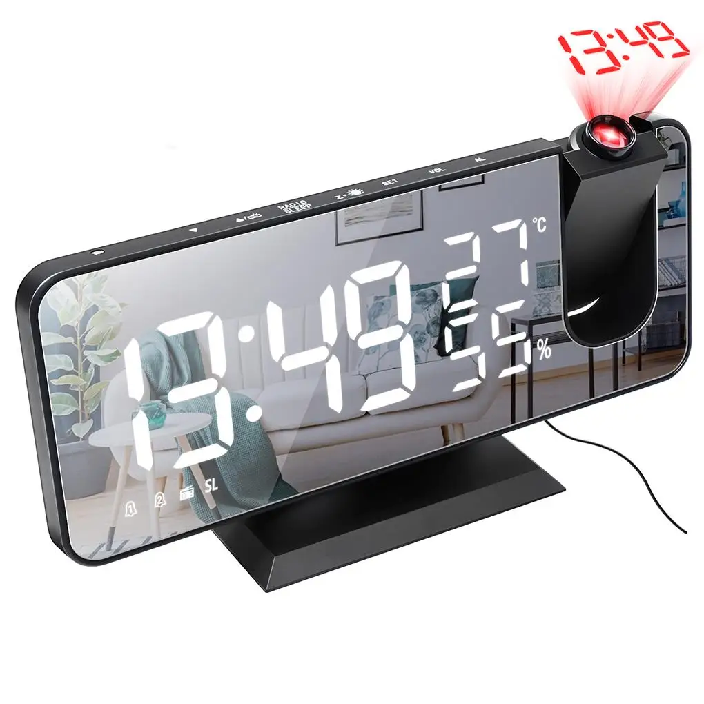 

FM Radio LED Digital Smart Alarm Clock Watch Table Electronic Desktop Clocks USB Wake Up Clock with projection Time Snooze