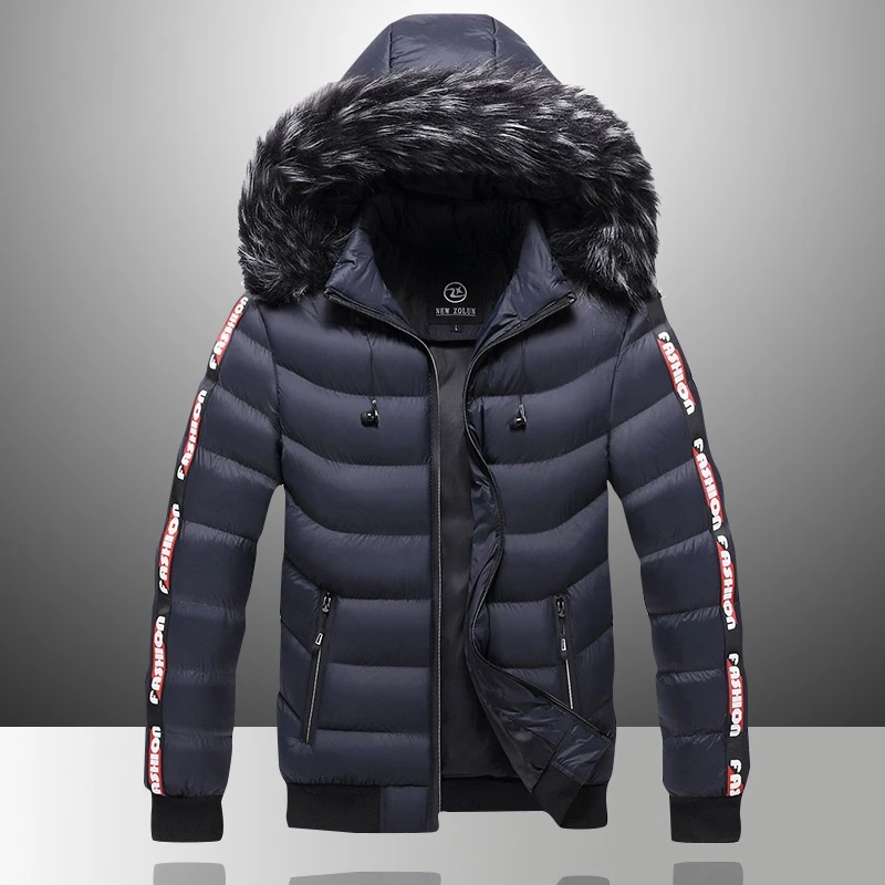 Зимняя мужская куртка с меховым воротником, теплая Толстая парка 2021, мужская верхняя одежда, теплая пуховая куртка с шерстяной подкладкой, п...