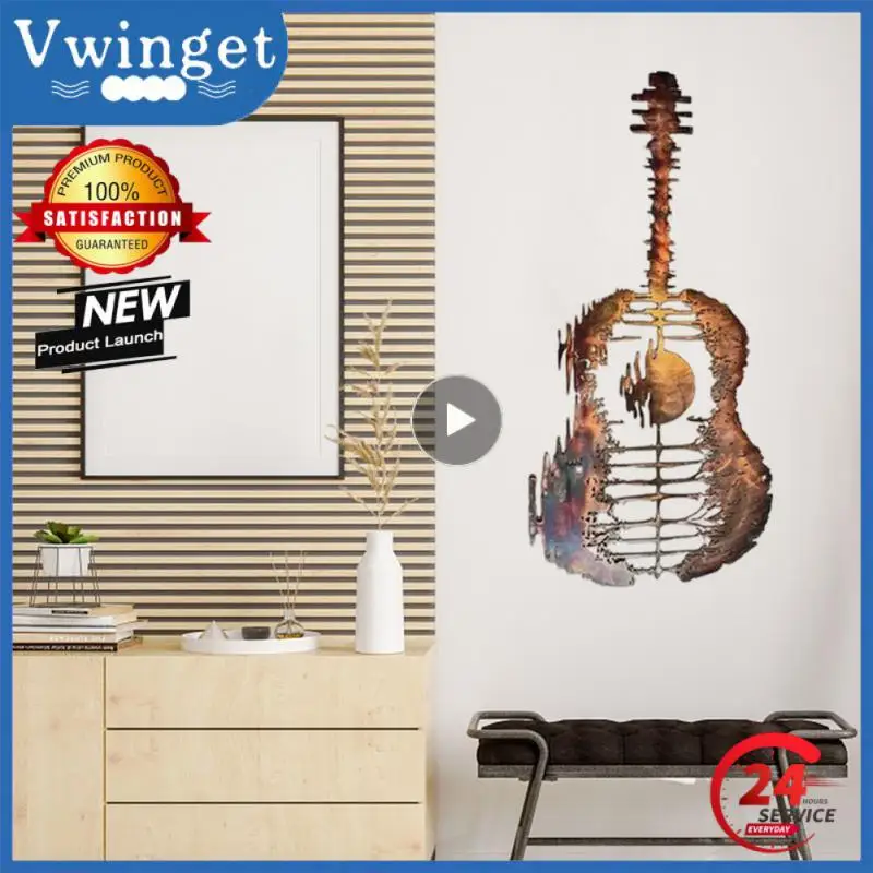 

Metal Art Guitar Wall Art Guitar Hanging Christmas Decor With Screws Multicolor Guitar Abstract Art Hanging New Year 2022 Gift