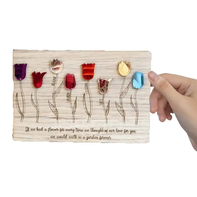 

Tulip Wooden Plaque Gemstone Tulip Message Board Table Decorations Unique Gifts For Mother's Day Wedding Anniversary