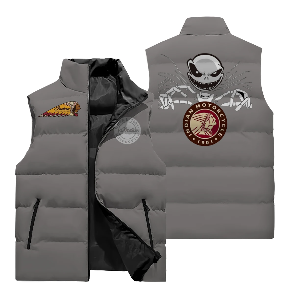 Уличный жилет Y2K Ghost Head с 3D принтом GNDIAN куртка большого размера спортивная рубашка