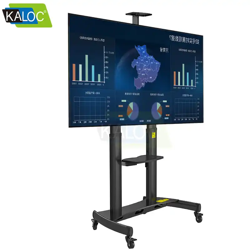 

home office rotating tv stand cart vesa adjust 50 to 80 inch up to 56.8kg Lockable Wheels kaloc factory