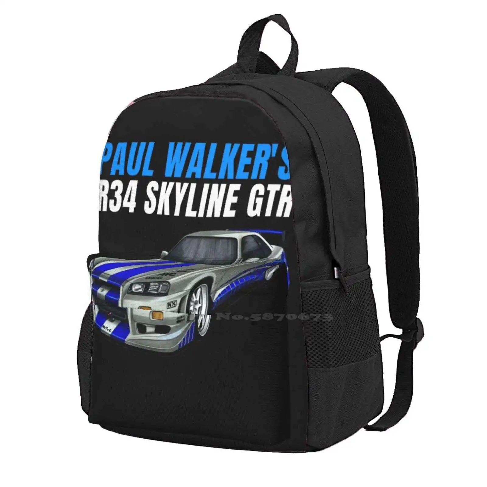 

Paul Walker'S R34 Skyline Gtr Hot Sale Backpack Fashion Bags Paul Walker Fast And Furious Vin Race Cars Skyline Dom Jdm Movie