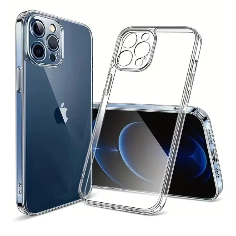 Прозрачный чехол для телефона с защитой экрана iPhone 11 12 13 14 15 16 Pro Max Mini Plus X XR XS