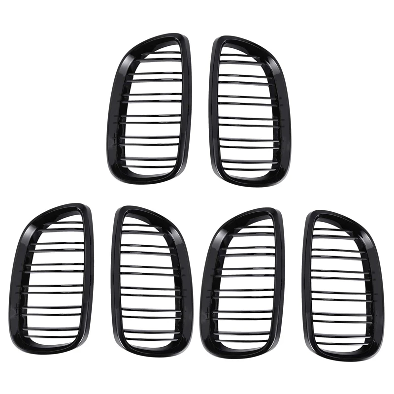 6Pcs Front Bumper Kidney Twin Fins Sport Grill Grille For BMW E92 E93 M3 2006-2009 08-13 3-Series M3(E92/E93) 07-10