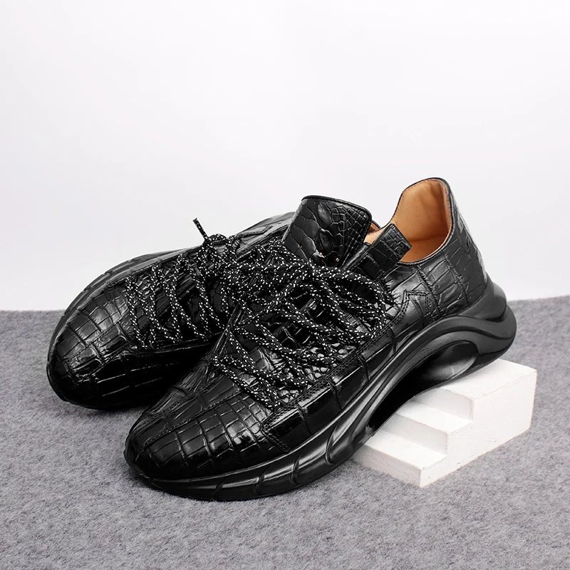 

2022 Genuine Leather Men Shoes Light Luxury Brand High-end Designer Fashion Casual Men's Lace-up Breathable Sneakers New Listing
