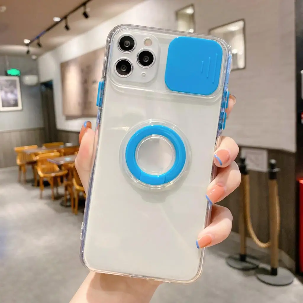 

Colorful Stand Phone Case for iPhone14 Soft Glue for iPhone13/12 Promax Transparent silicone soft shell ring bracket