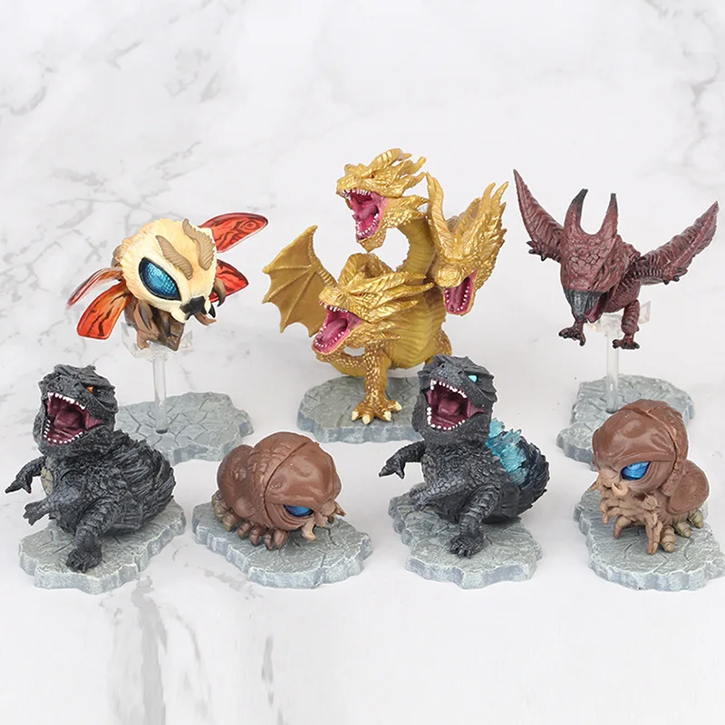 Экшн-Фигурка динозавра Godzilla 2 Rodan Mothra King Ghidrah Q version из ПВХ, подарок для детей, 7 шт./компл., 9 см