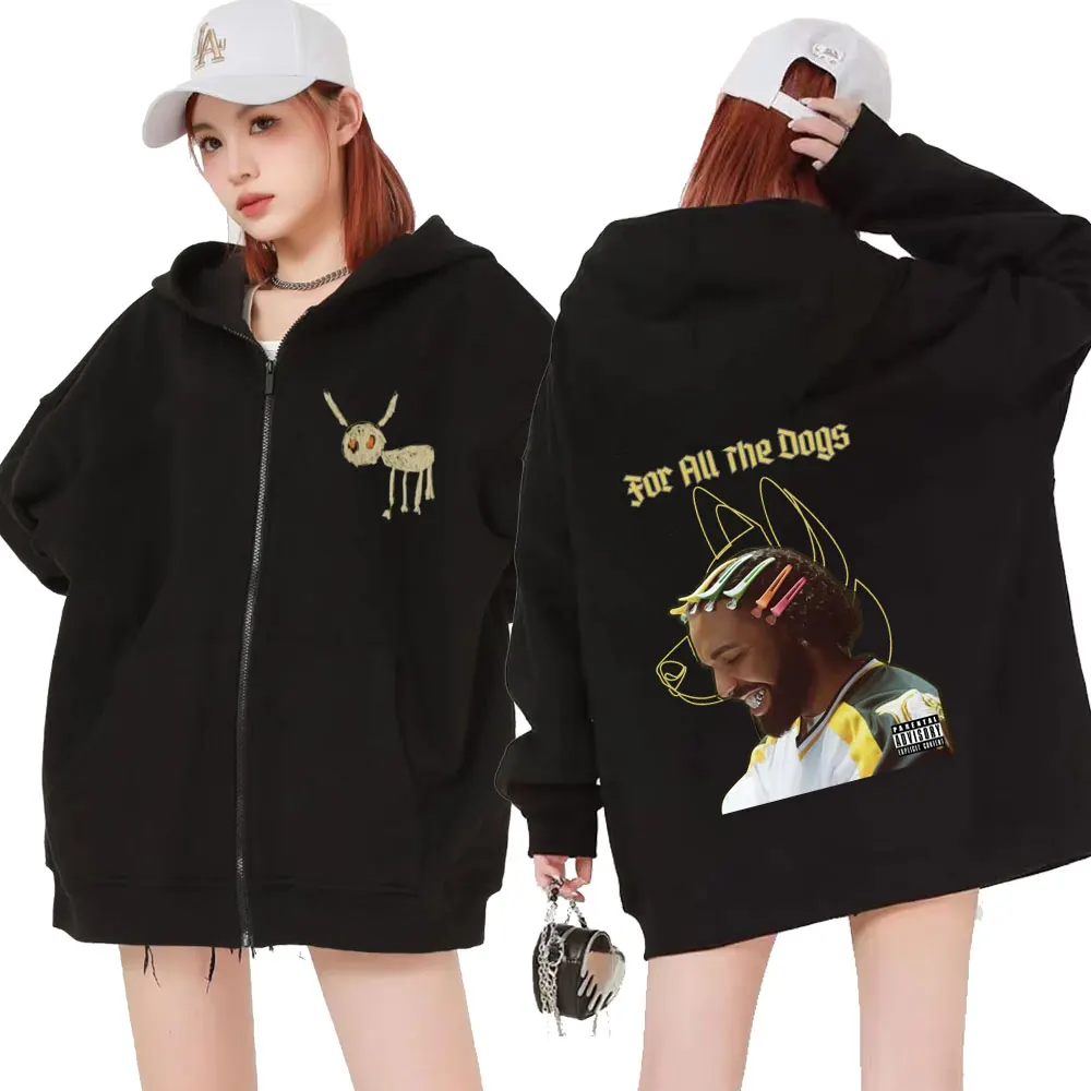 

Rapper Drake for All The Dogs Funny Graphics Zip Up Hoodies Men's Fashion Hip Hop Sweatshirts Unisex Casual Zipper Hoodie Coats
