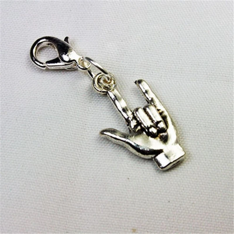 

2pcs Rock On Charm, Music Lover Charm, Love Charm, I Love You in Sign Language