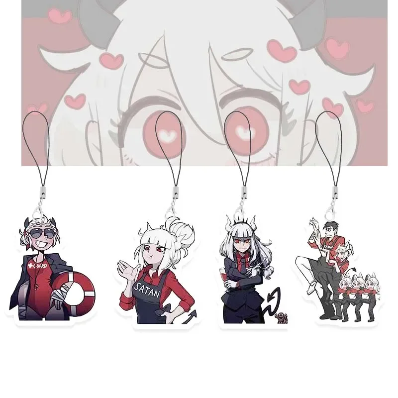 Фото Новый helltaker акриловые брелки для телефона мультфильм рюкзак кулон брелок Kawaii брелок аксессуары №1