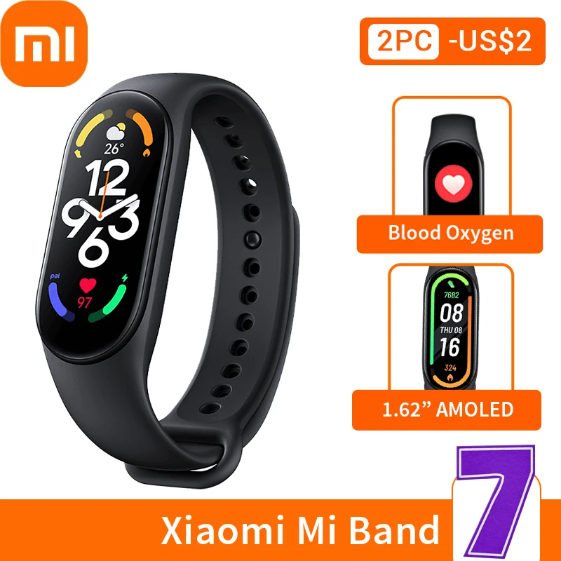 Глобальная версия Xiaomi Mi Band 7 умный браслет 6 цветов экран AMOLED miband крови кислород
