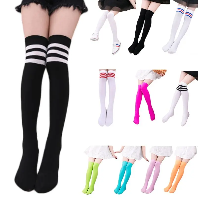 

2023 Girls Autumn Long Tube Socks Bright Sweet Candy Color Child Princess Thigh