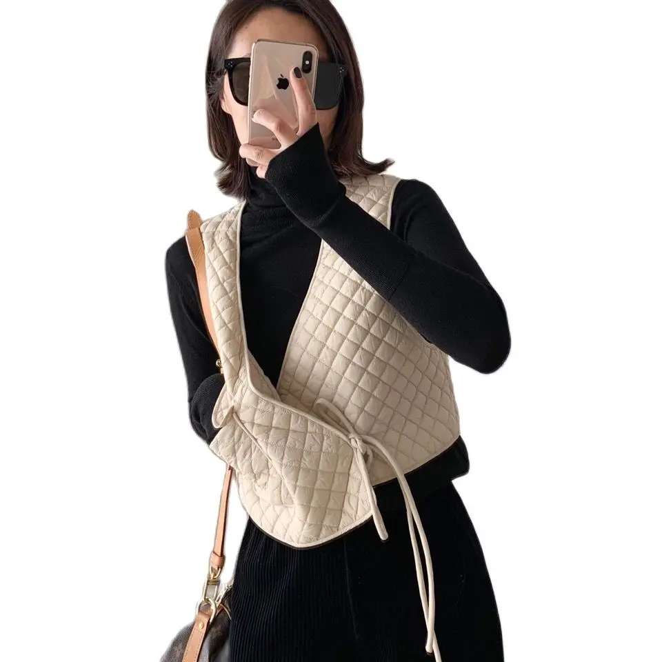 Женский жилет с кружевом в клетку универсальный Свободный Корейском стиле P3 2021