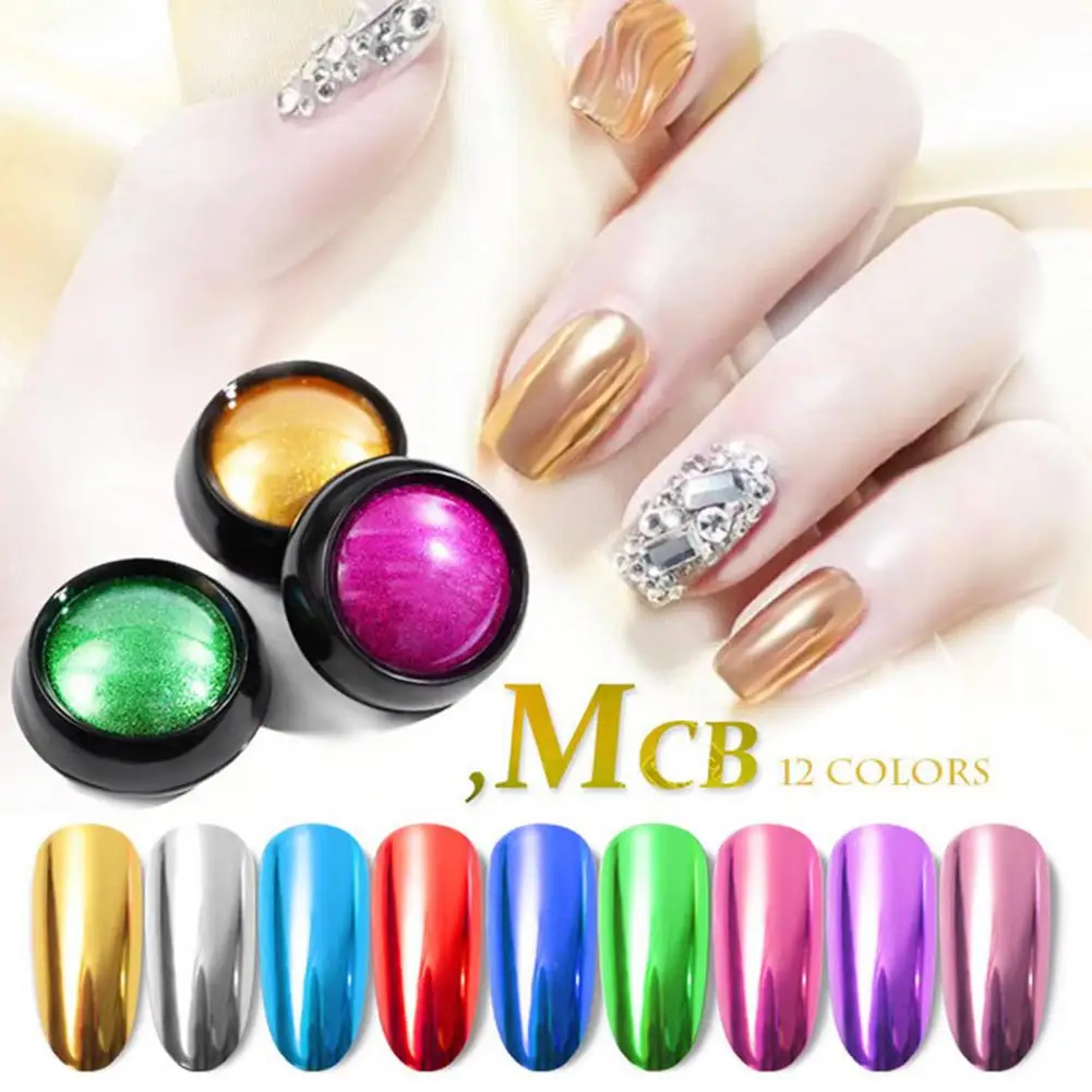 

1 Set Nail Art Powder Safe Ingredients Shiny Visual Effect Non-Fading Long-Lasting Wide Application Decorative 4 Styles Superfin