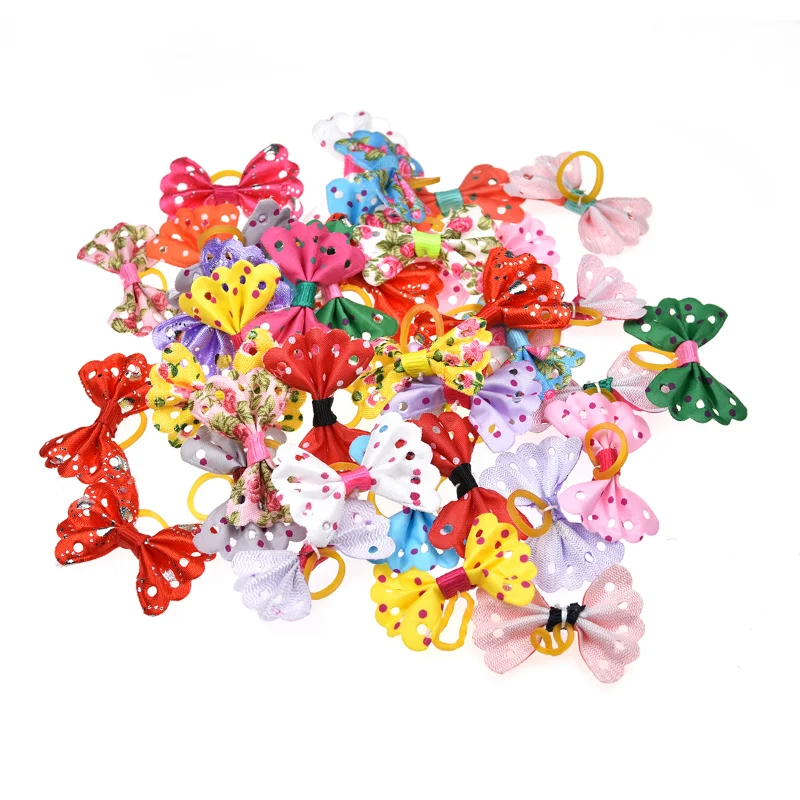 

10/20/30pcs mix 30colours Cat dog Hair Bows Dog Grooming Bows Small Pog Grooming Accessories Dog Hair Rubber Bands Pet Supplier