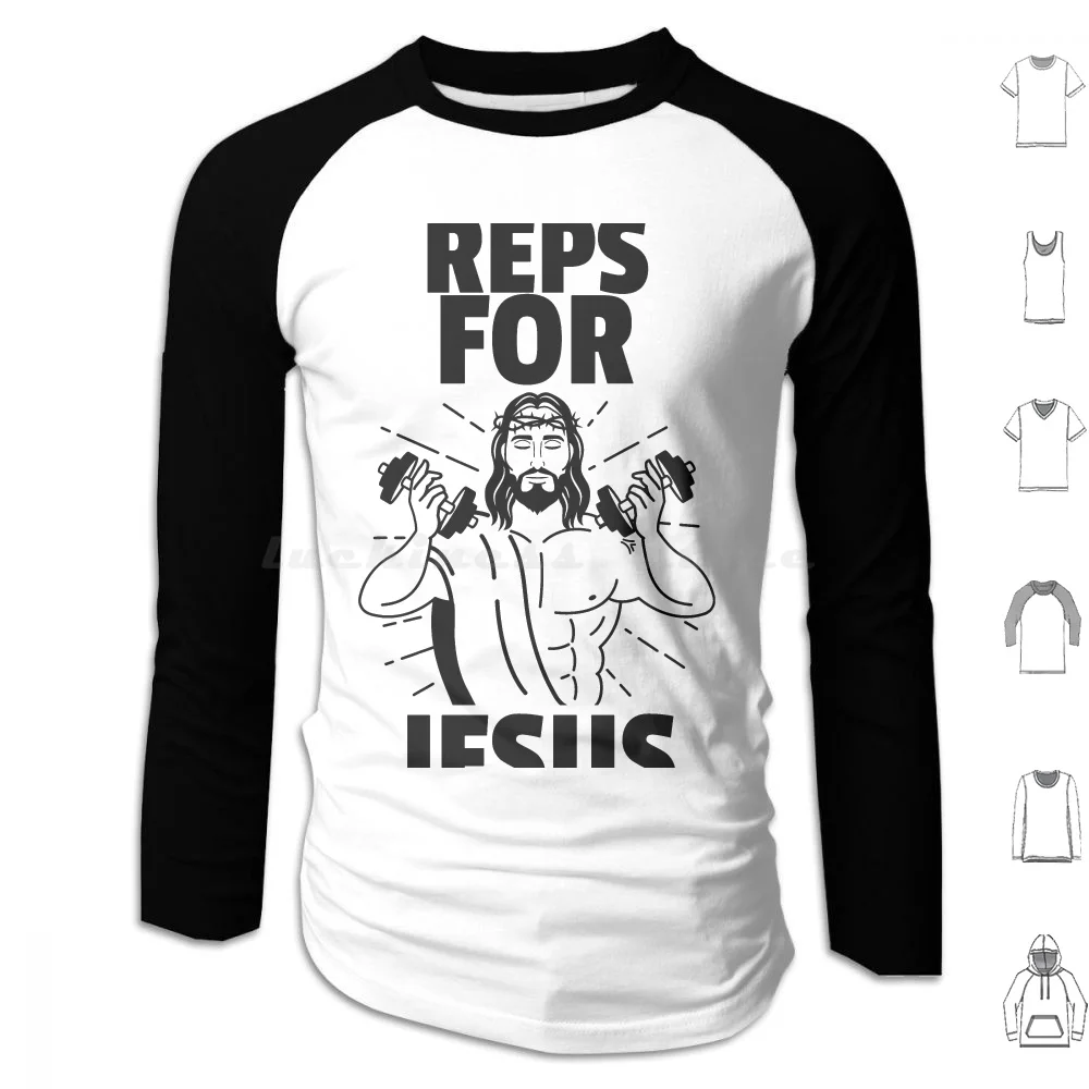 

Reps For Jesus Hoodies Long Sleeve Lifting Fitness Gym Workout Bodybuilding Exercise Motivation Muscle Training Funny