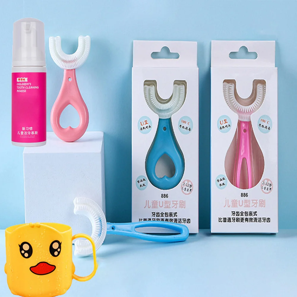 

Симпатичная U-образная детская Силиконовая зубная щетка детские зубы простая Детская щетка для чистки и ухода Удобная зубная щетка для поло...