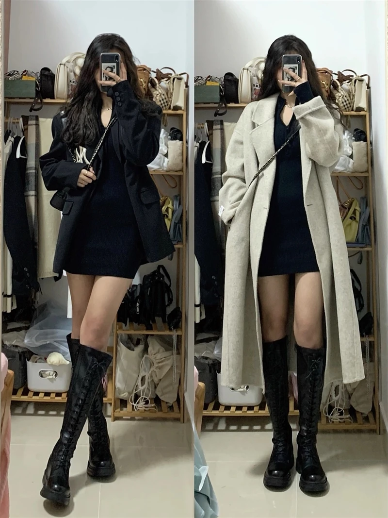 Трикотажное платье с французским вырезом женское осенне-зимнее базовое