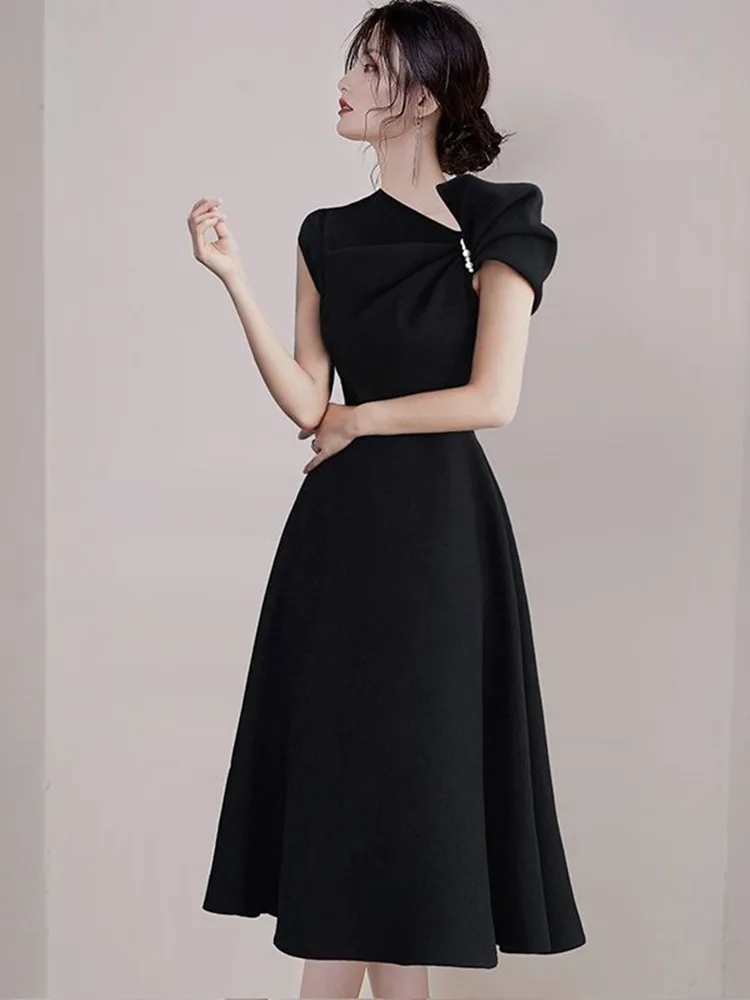 Платье женское ассиметричное с воротником-стойкой Элегантное Длинное Вечернее