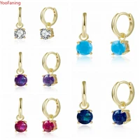 light luxury for women 925 sterling silver ear needle square crystal zircon drop huggie hoop earrings fashion party jewelry gift