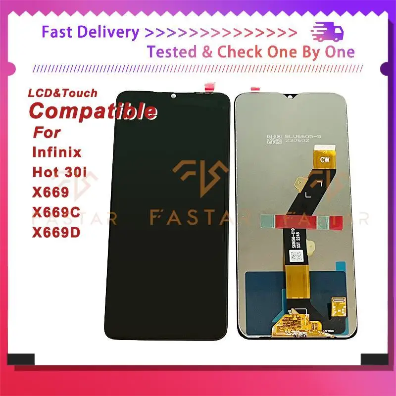 X669 6 56 &quotTested для Infinix Hot30i X669C X669D ЖК-дисплей с сенсорным дигитайзером в сборе