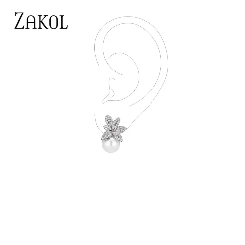 ZAKOL корейские модные женские серьги-гвоздики с искусственным жемчугом в виде