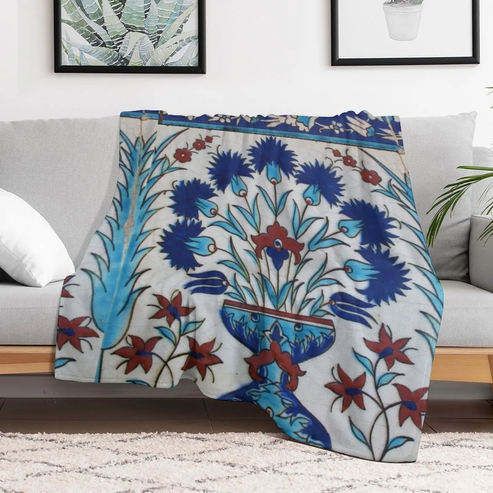 Турецкое одеяло Iznik с цветочным узором декоративное для дивана тонкие одеяла