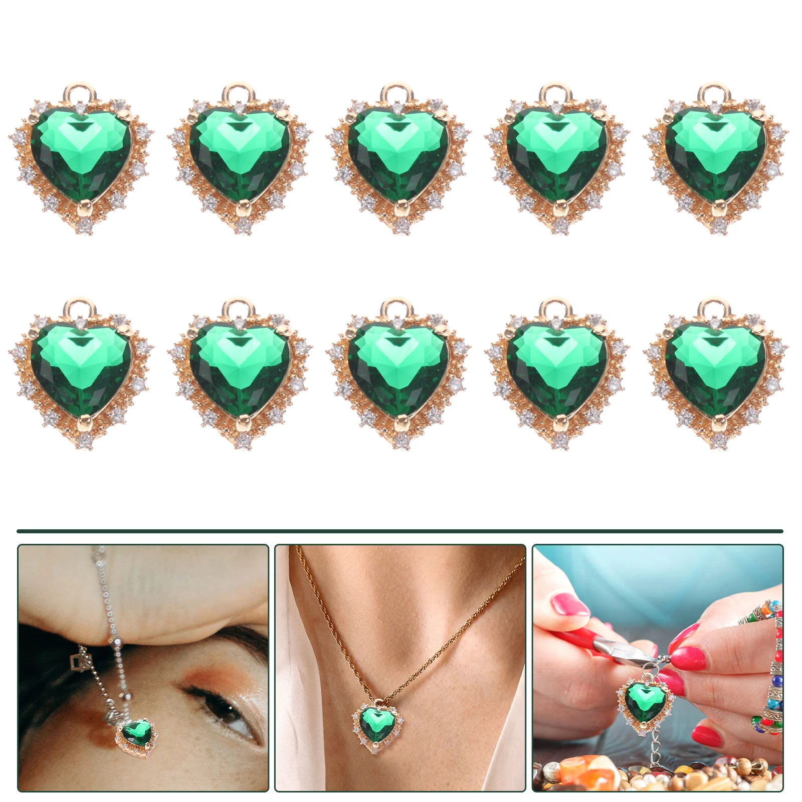 50 Pcs Jewelry Necklace Hanging Ornaments Crafts 1.8X1.3cm Charm Decors Green Copper Novelty