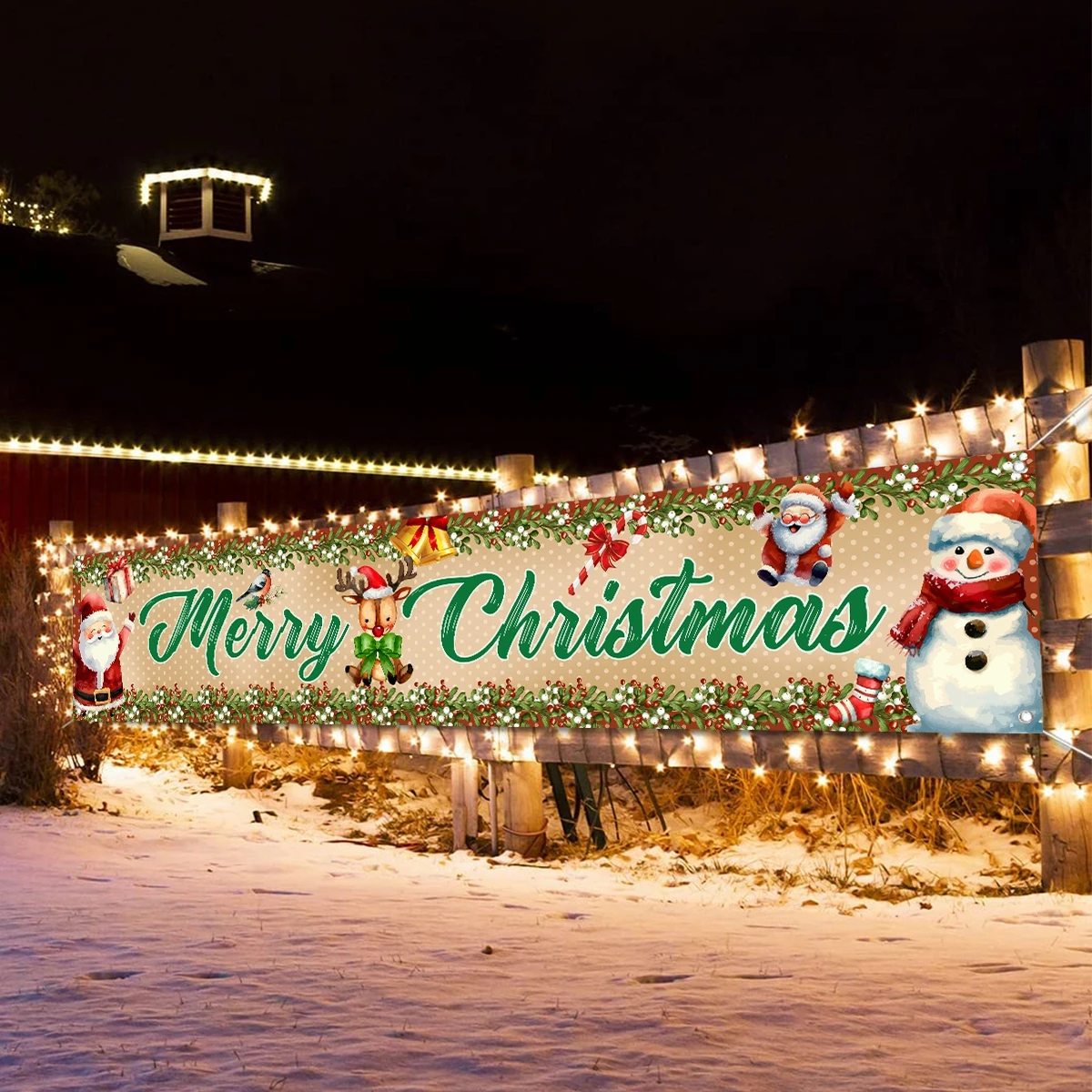 1 шт. Рождественский красный рекламный баннер Рождественская елка снеговик с