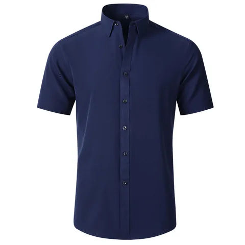 Фиолетовые рубашки с коротким рукавом для мужчин, деловая Повседневная Однотонная рубашка, вечерние, свадебная приталенная рубашка, не Irong