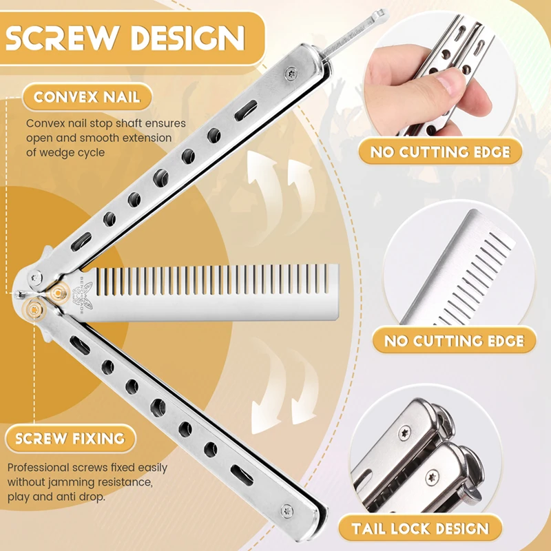 Складная расческа из нержавеющей стали помада для волос Стайлинг искусственный