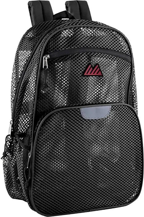 Unisex Collapsible Mesh Backpacks for School, Beach - Backpack with Reflective Strip and Wire Frame for Support - Black