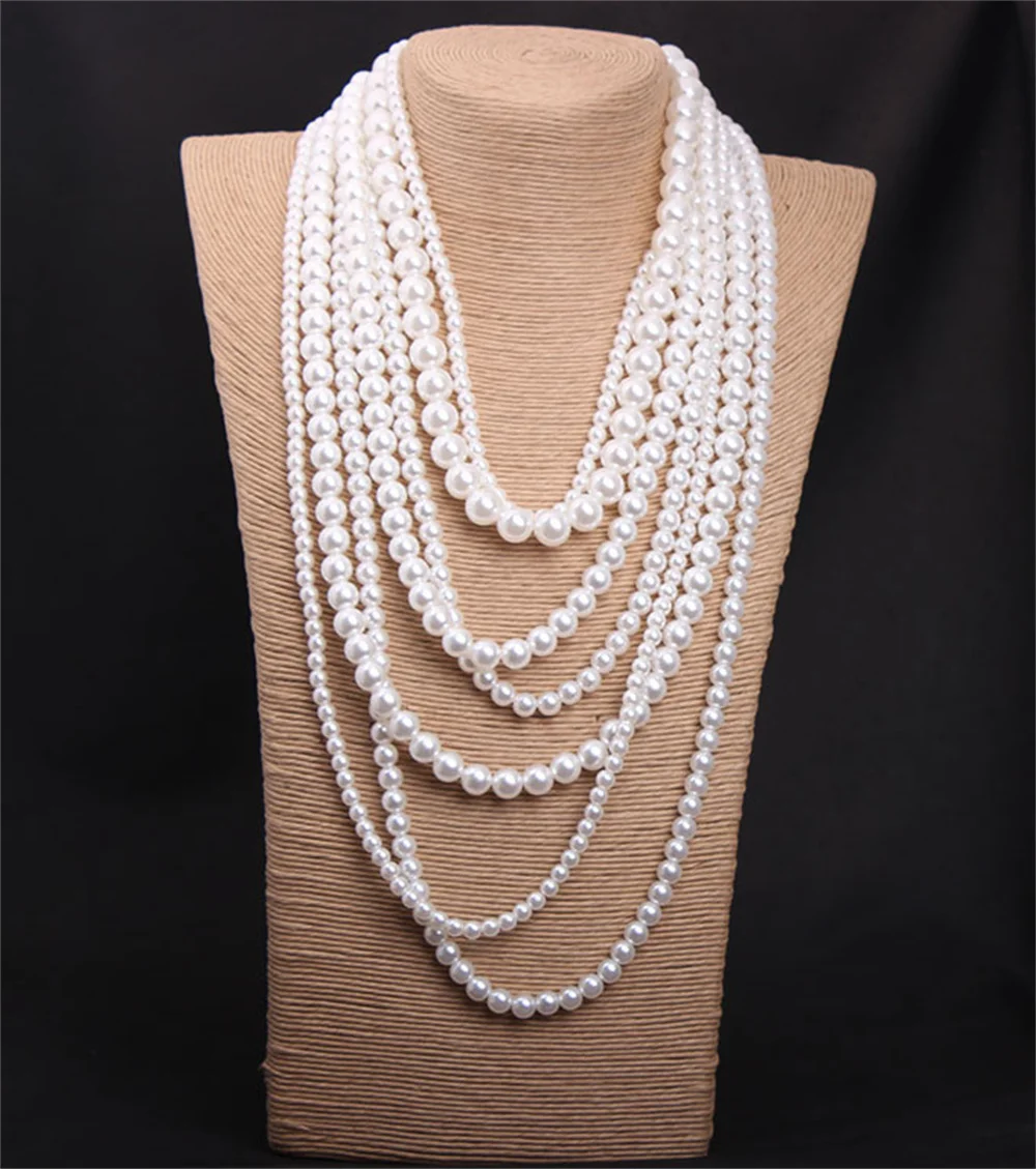 

Charming Multilayer White Pearl Luxury Necklace Woman's Exaggerated Jewelry Trendy Bridal Birthday Banquet Accessories