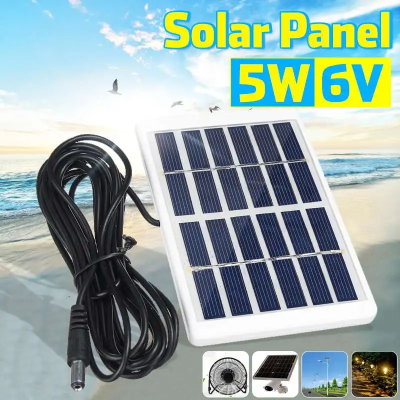 

Portable 5W 6V Solar Panel Outdoor Solar Charger Panel 3 Meter Cable Climbing Fast Charger Polysilicon Tablet Solar Generator