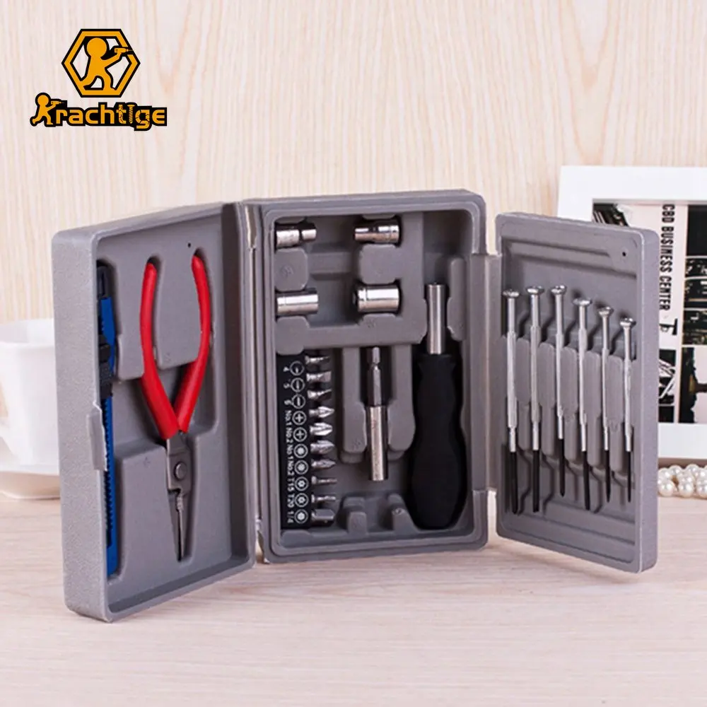 Krachtige 24Pcs Household Tools Set Multi-function W/Toolbox Mixed Ironware Hardware Kit Box