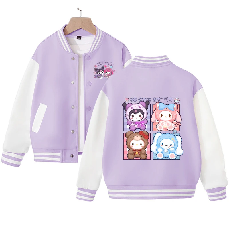 

Sanrios Children My Melody Leisure Coat Anime Figure Spring Autumn Baseball Uniform Sportswear Jacket Kids Girl Cartoon Kawaii
