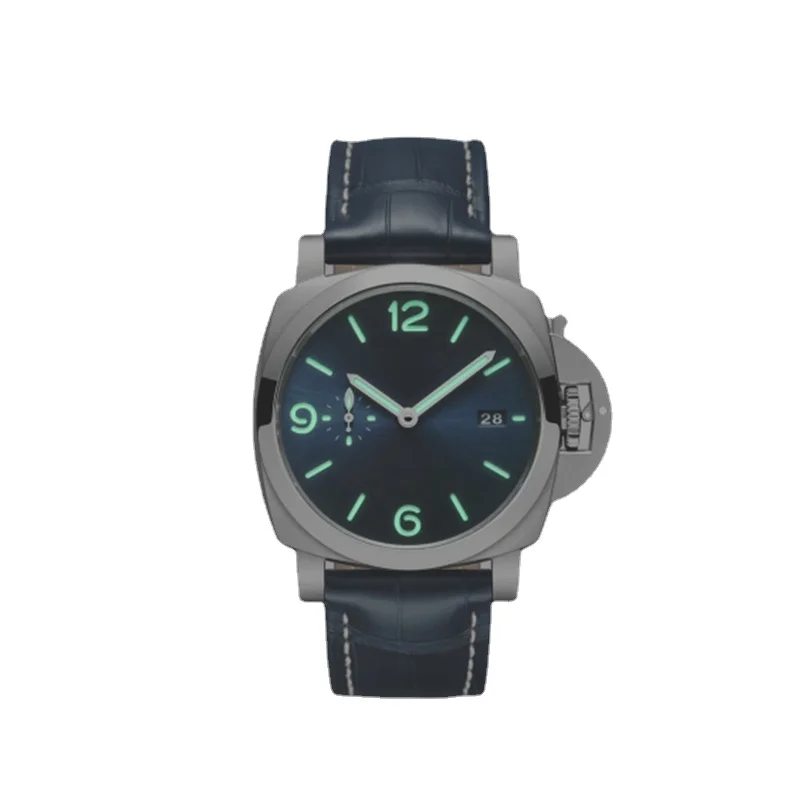 

Mens Mechanical automatic Watch Blue Black Leather