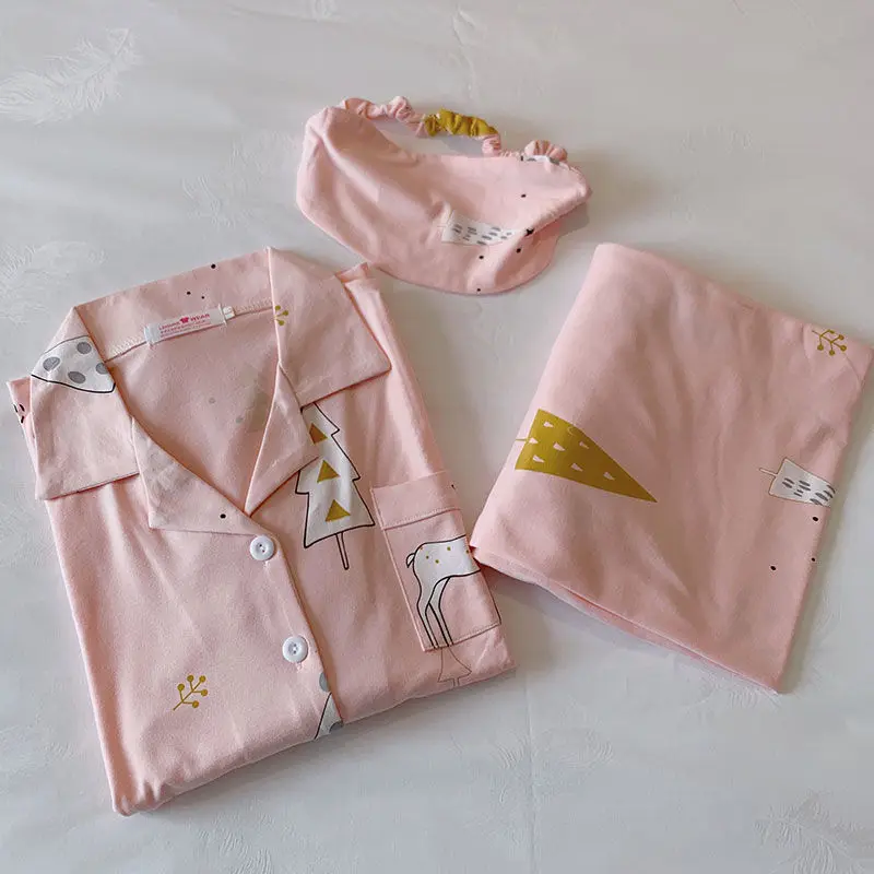 QWEEK Pijamas Women Cotton Two Piece Set Pajamas Summer Autumn Kawaii Animal Print Pour Femme Pyjamas Sleepwear Loungewear Cute