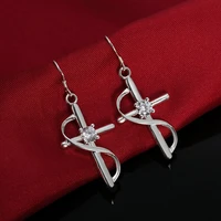 cross drop earrings hooks for women hanging pendants minimalism creative zircon wedding fashion jewelry accessories design
