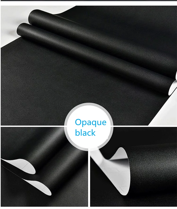 

Pure Black Sticker Self-adhesive PVC Wallpaper Frosted Computer Desktop Furniture Renovation Background Waterproof Decoration
